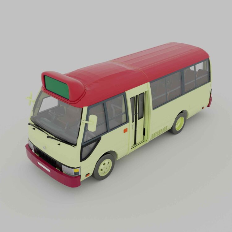 Red 3D minibus